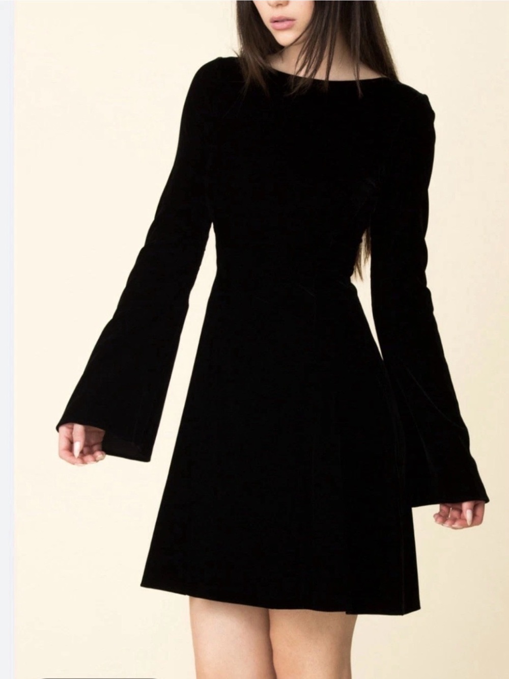 Derek Lam Black Mini Dress with Bell Sleeves